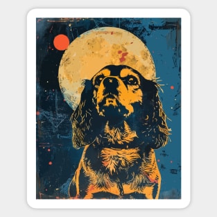 Cavalier King dog grunge portrait Sticker